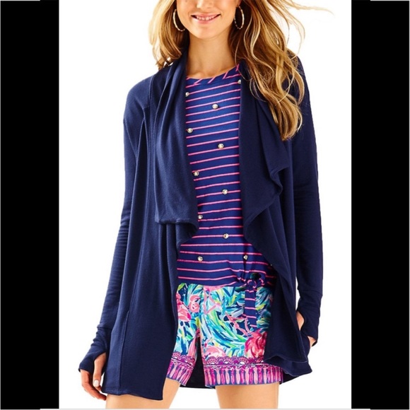 Lilly Pulitzer Elyssa Wrap in True Navy - Picture 2 of 7